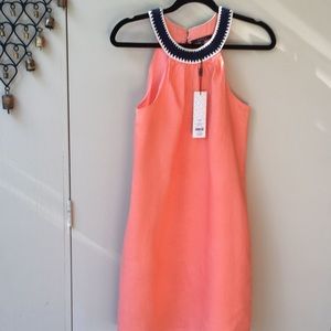 AZULA Linen Italian lined dress size 1 NWT coral